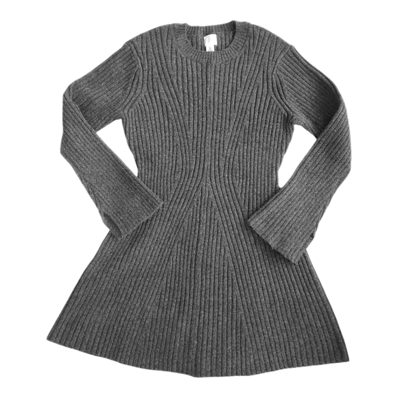 H&M Dresses & Skirts - H&M Wool Ribbed Knit Sweater Dress – Dark Gray Midi Length